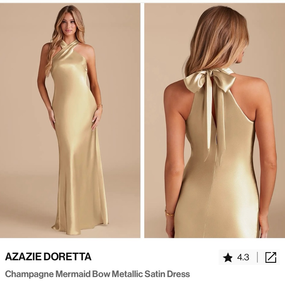 Azazie Doretta Champagne Satin Dress